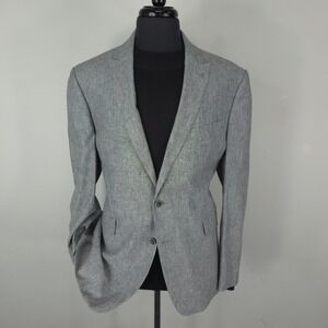 Joseph Abboud Blazer Mens 44R Gray Slim Fit Linen Cotton Sport Coat Jacket